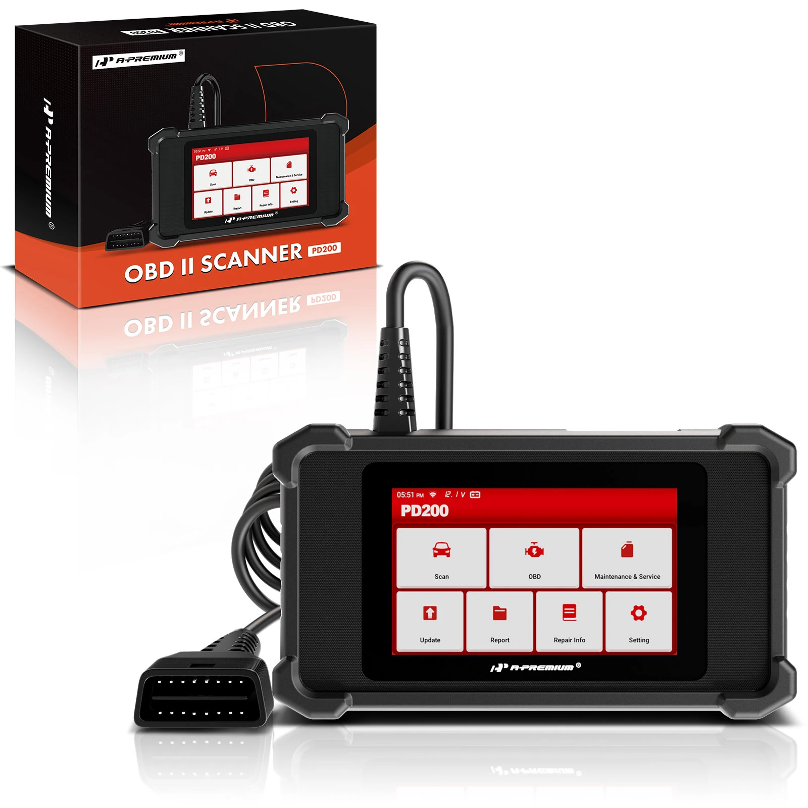 The A-premium A-Premium 2024 PD200 Enhanced 4 System OBD2 Diagnostic Tool Engine/ABS/SRS/Transmission, 8 Reset, Free Online Update Image 