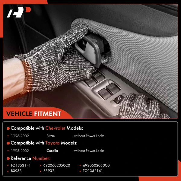 4 Pcs Front & Rear Textured Black Interior Door Handle for Toyota Corolla Chevy