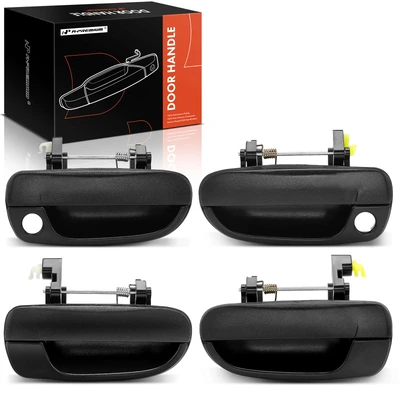 4 Pcs Front & Rear Black Exterior Door Handle with Keyhole