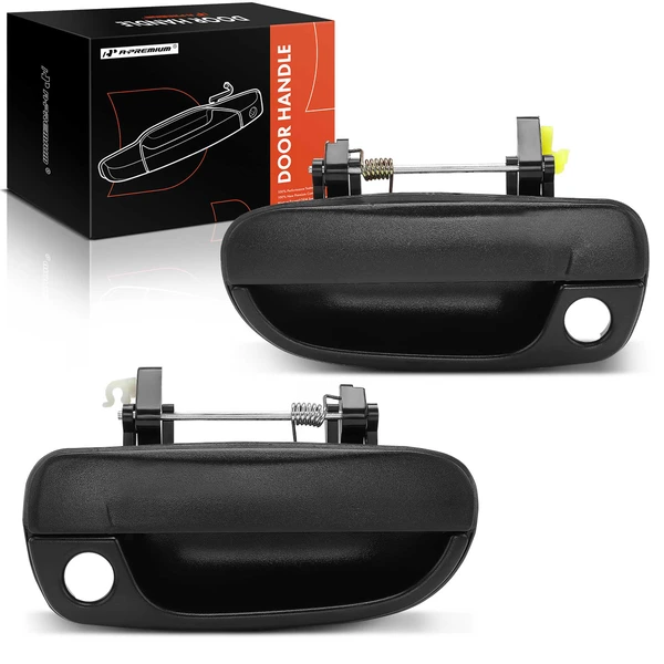 2 Pcs Front Black Exterior Door Handle with Keyhole for Hyundai Accent 2000-2006