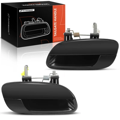2 Pcs Rear Smooth Black Exterior Door Handle