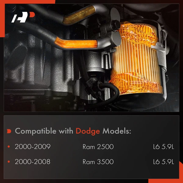 Engine Oil Filter Housing Cover Cap for Dodge Ram 2500 2000-2009 Ram 3500 5.9L