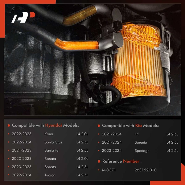 Lower Engine Oil Filter Housing Cover for Hyundai Sonata Tucson Santa Fe Kia