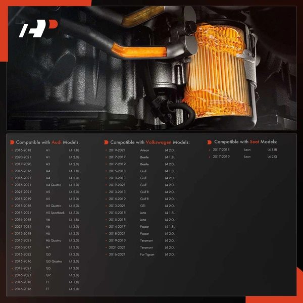 Engine Oil Filter Housing Cover Cap & Oil Filter for Volkswagen Jetta Golf Audi