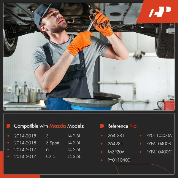 Engine Oil Pan with Drain Plug for Mazda 3 2014-2018 6 CX-5 2014-2017 L4 2.5L