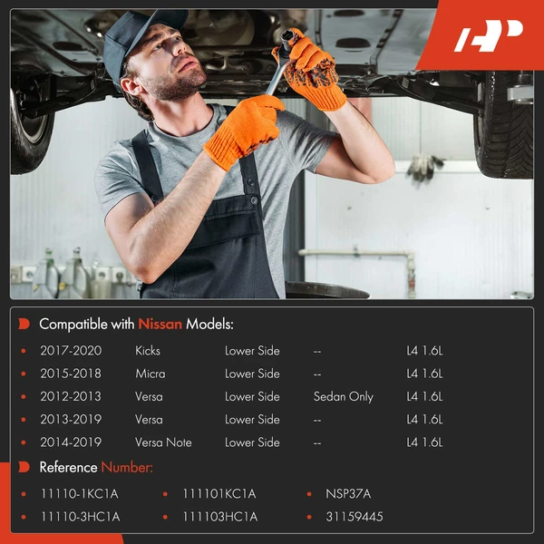 Lower Engine Oil Pan without Gasket for Nissan Versa 2012-2019 Micra Kicks L4 1.6L