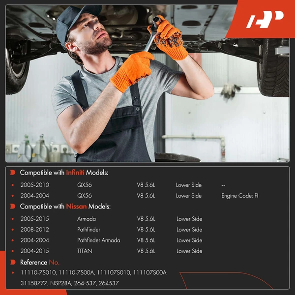 Lower Engine Oil Pan with Gasket for Nissan Pathfinder Armada TITAN INFINITI QX56 5.6L