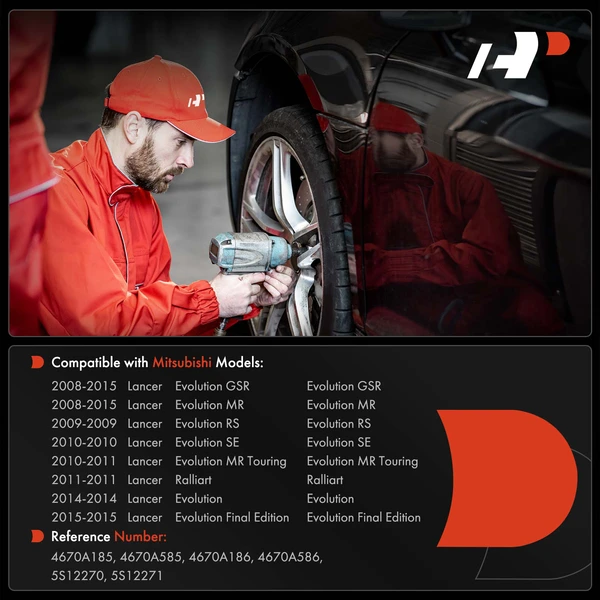 2 Pcs Rear ABS Wheel Speed Sensor for Mitsubishi Lancer 2008-2015 Evolution Turbo