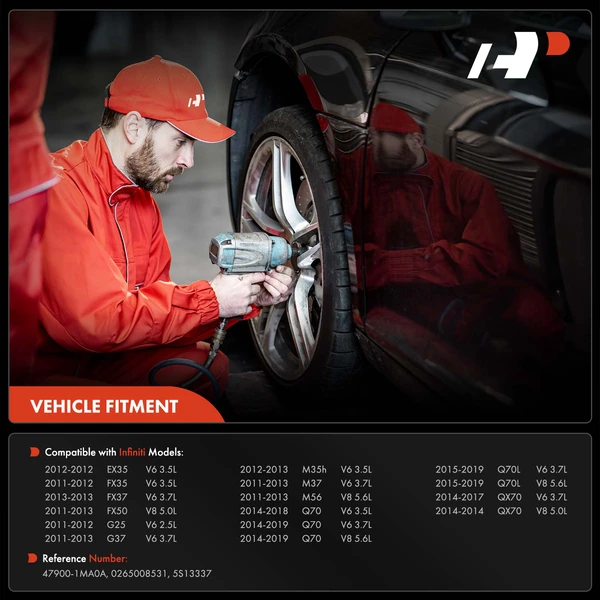 Rear Passenger ABS Wheel Speed Sensor for Infiniti EX35 FX37 G25 G37 Q70 QX70