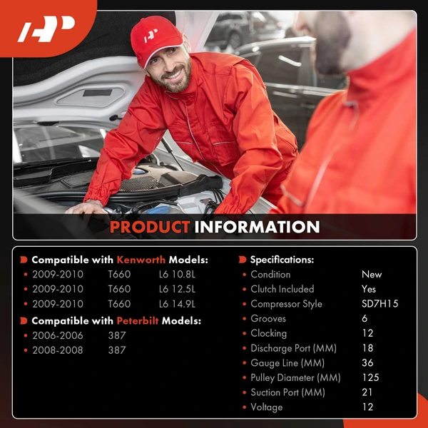 AC Compressor with Clutch with 6-Groove Pulley A-Premium APACC628