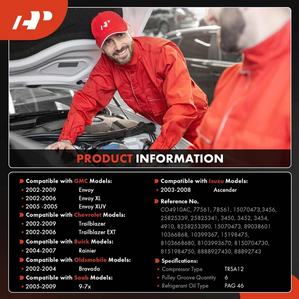 AC Compressor with Clutch with 6-Groove Pulley A-Premium APACC834