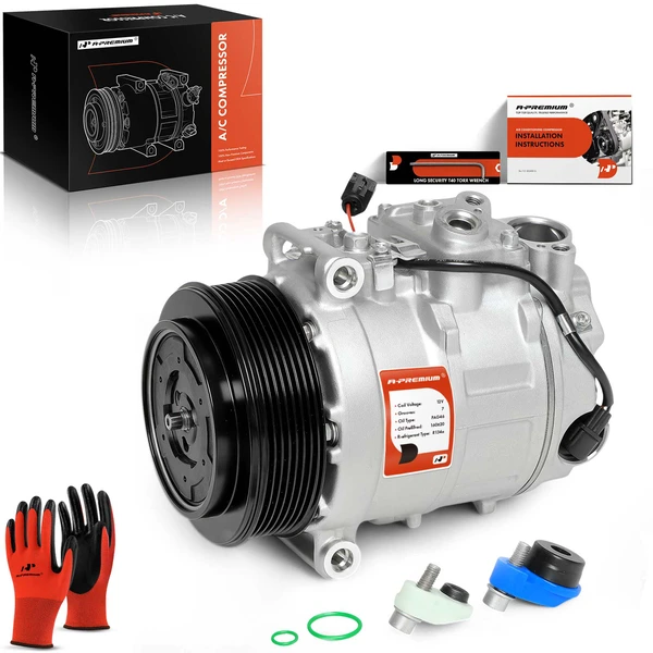 2005-2006 2011-2014 2016-2017 Porsche Cayenne AC Compressor with Clutch with 7-Groove Pulley A-Premium APACC014