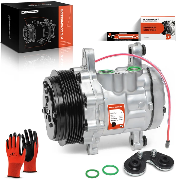 AC Compressor with Clutch with 6-Groove Pulley A-Premium APACC629