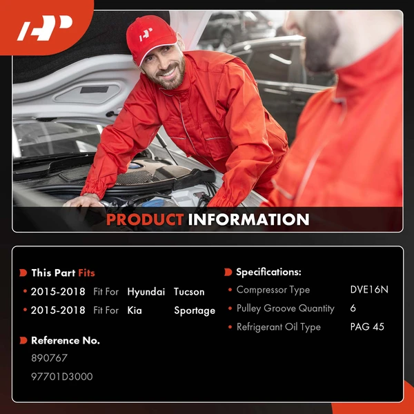 AC Compressor with Clutch with 6-Groove Pulley A-Premium APACC860