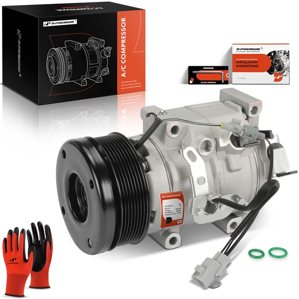 AC Compressor with Clutch with 8-Groove Pulley A-Premium APACC001