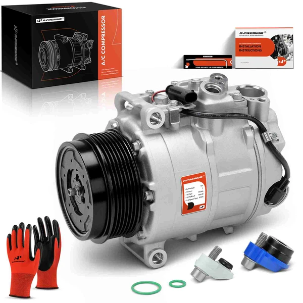 AC Compressor with Clutch with 7-Groove Pulley A-Premium APACC003