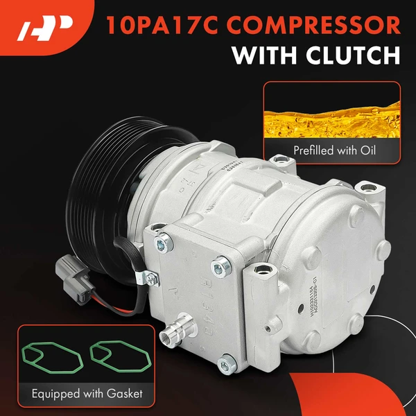 AC Compressor with Clutch with 7-Groove Pulley A-Premium APACC004