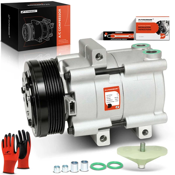 1997-2001 Ford E-150 Econoline Club Wagon AC Compressor with Clutch with 6-Groove Pulley A-Premium APACC707