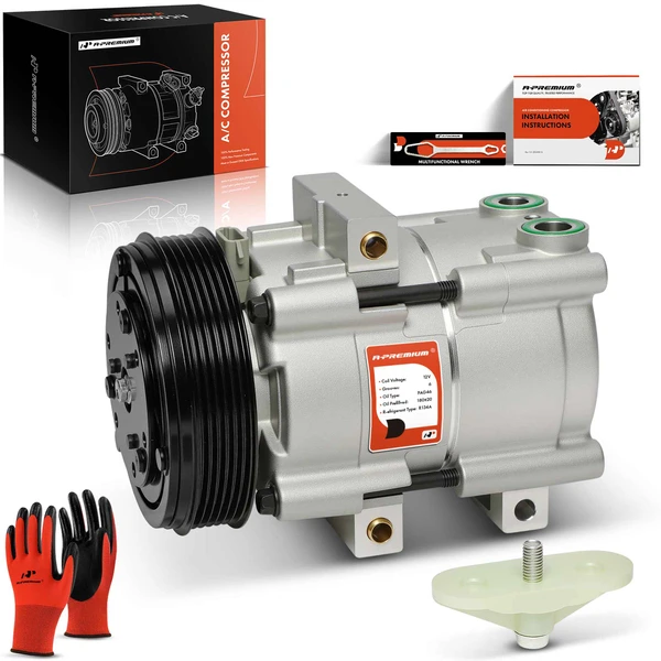 2001-2002 Ford F-550 Super Duty AC Compressor with Clutch with 6-Groove Pulley A-Premium APACC437