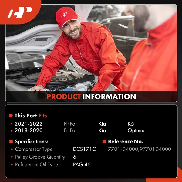 AC Compressor with Clutch with 6-Groove Pulley A-Premium APACC778