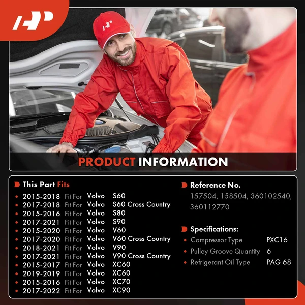 AC Compressor with Clutch with 6-Groove Pulley A-Premium APACC819