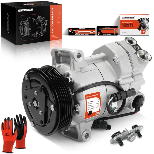 AC Compressor with Clutch with 6-Groove Pulley A-Premium APACC881