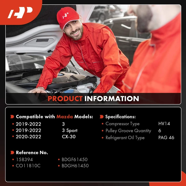 AC Compressor with Clutch with 6-Groove Pulley A-Premium APACC854