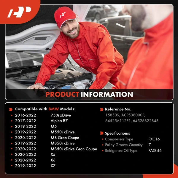 AC Compressor with Clutch with 7-Groove Pulley A-Premium APACC882