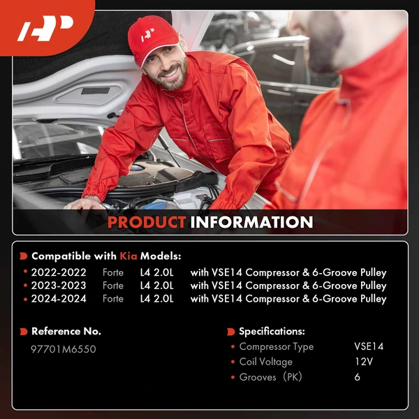 AC Compressor with Clutch with 6-Groove Pulley A-Premium APACC911