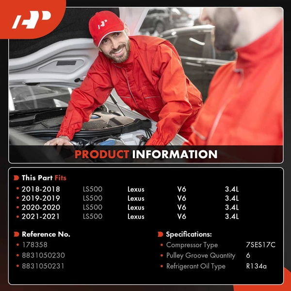 AC Compressor with Clutch with 6-Groove Pulley A-Premium APACC810