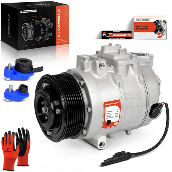 AC Compressor with Clutch with 8-Groove Pulley A-Premium APACC025