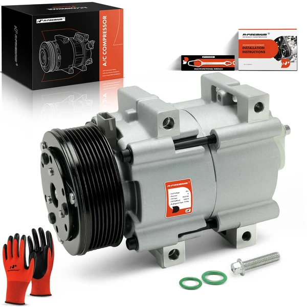 2000-2003 Ford Excursion AC Compressor with Clutch with 8-Groove Pulley A-Premium APACC605
