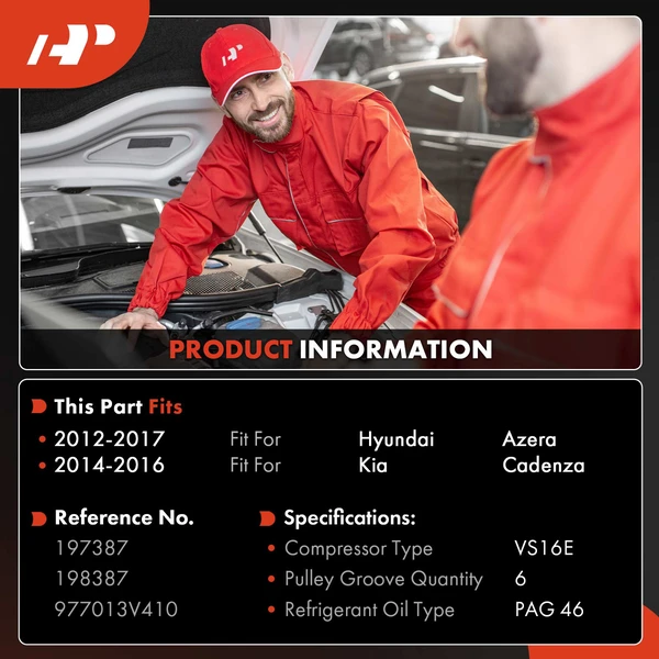 AC Compressor with Clutch with 6-Groove Pulley A-Premium APACC883