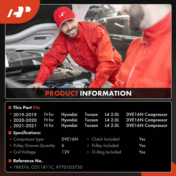 AC Compressor with Clutch with 6-Groove Pulley A-Premium APACC896