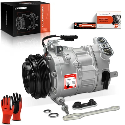 AC Compressor with 4-Groove Pulley & Clutch