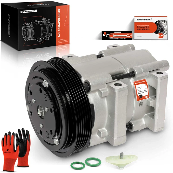 1989 Ford F-53 Motorhome Chassis AC Compressor with Clutch with 6-Groove Pulley A-Premium APACC561