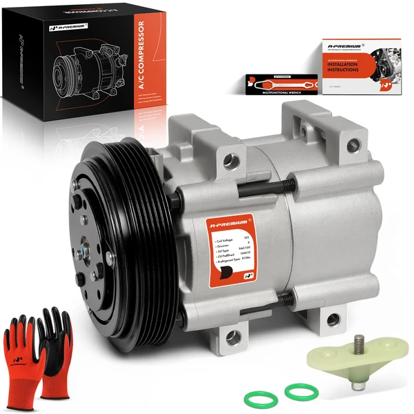AC Compressor with Clutch with 6-Groove Pulley A-Premium APACC576