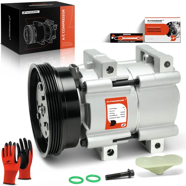 AC Compressor with Clutch with 4-Groove Pulley A-Premium APACC578