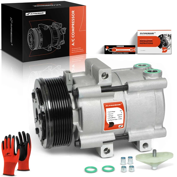 1997-2001 Ford E-150 Econoline Club Wagon AC Compressor with Clutch with 8-Groove Pulley A-Premium APACC579