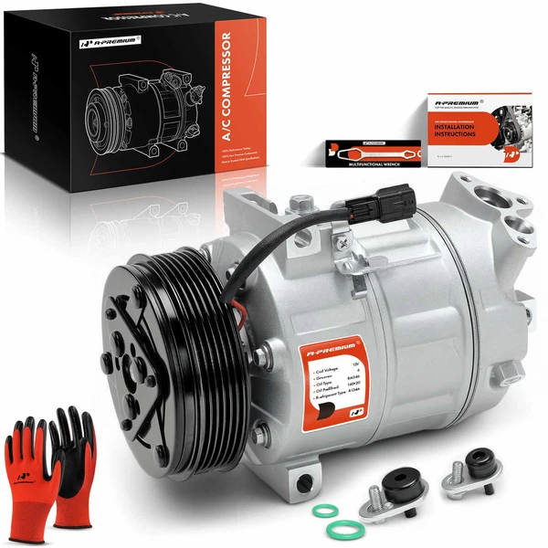 AC Compressor with Clutch with 6-Groove Pulley A-Premium APACC439