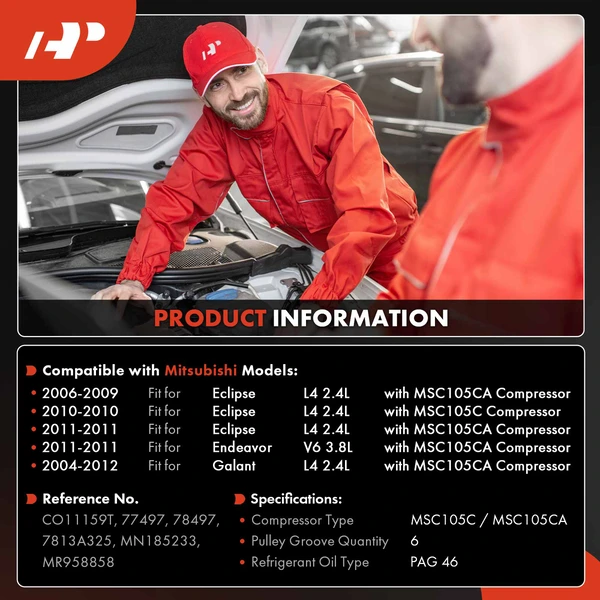 AC Compressor with Clutch with 6-Groove Pulley A-Premium APACC837