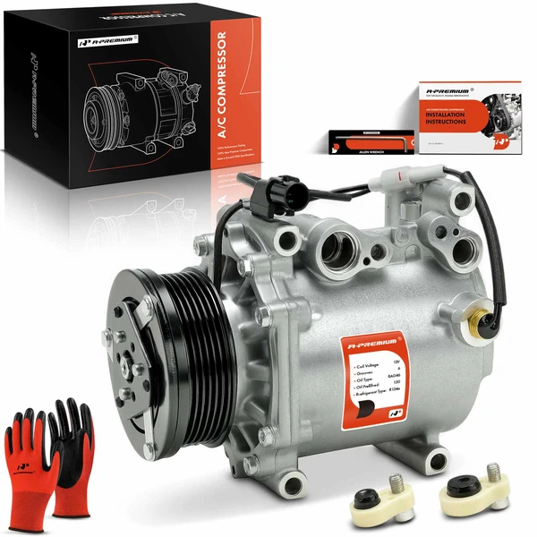 AC Compressor with Clutch with 6-Groove Pulley A-Premium APACC837