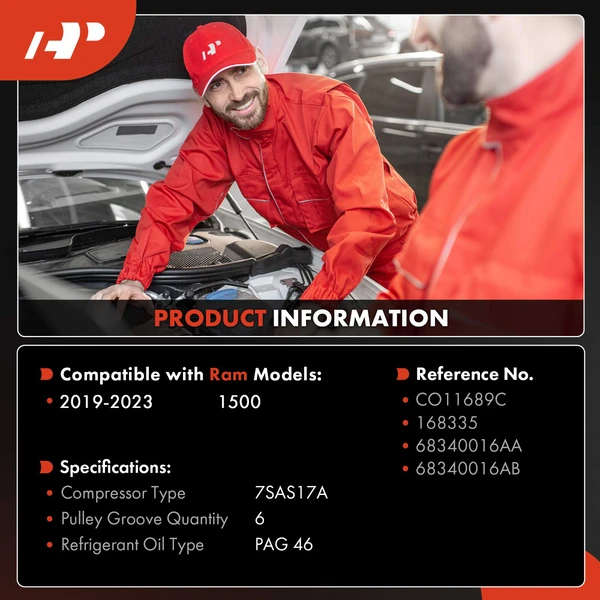 AC Compressor with Clutch with 6-Groove Pulley A-Premium APACC815