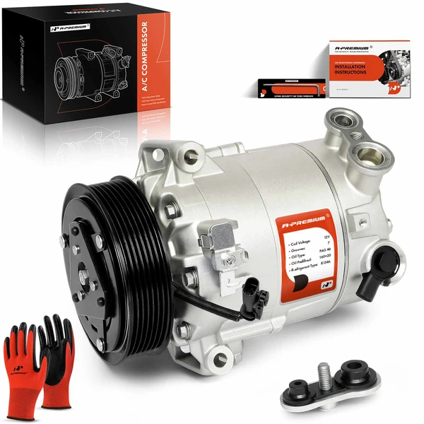 AC Compressor with Clutch with 7-Groove Pulley A-Premium APACC602