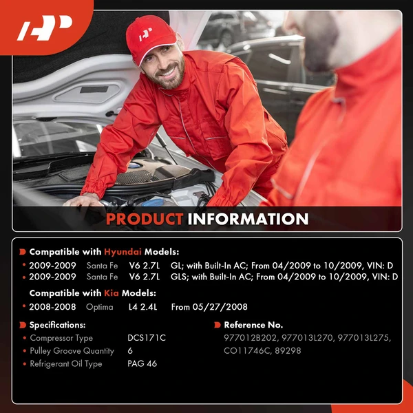 AC Compressor with Clutch with 6-Groove Pulley A-Premium APACC935