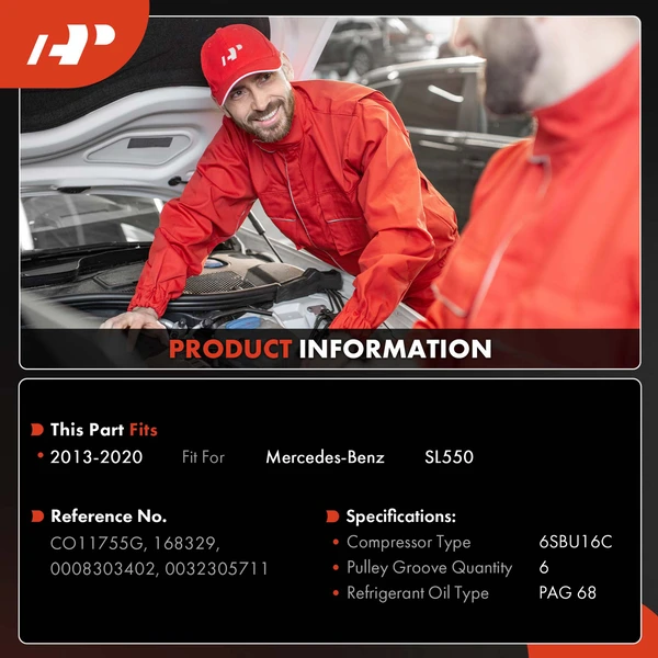 AC Compressor with Clutch with 6-Groove Pulley A-Premium APACC816