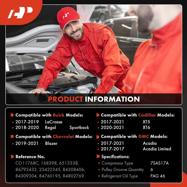 AC Compressor with Clutch with 6-Groove Pulley A-Premium APACC828