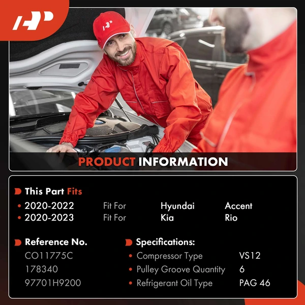 AC Compressor with Clutch with 6-Groove Pulley A-Premium APACC851