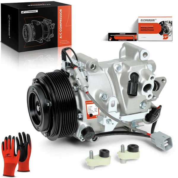 AC Compressor with Clutch with 7-Groove Pulley A-Premium APACC817