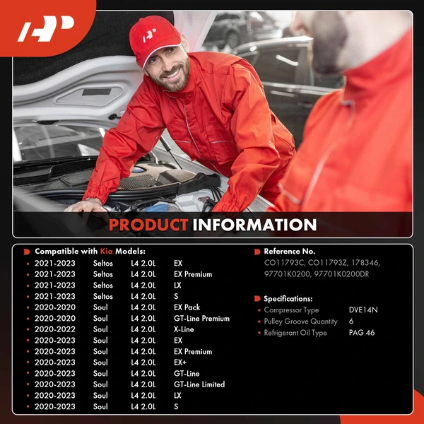 AC Compressor with Clutch with 6-Groove Pulley A-Premium APACC818